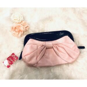 Pink Faux Leather Clutch by‎ Candies 12" x 7.5" Black Top New With Tags.